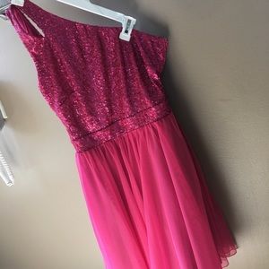 One shoulder, 2 strap sequence cocktail dress